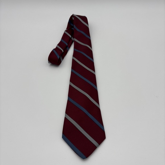 Hennessy Couture Other - Vintage Hennessy Couture Silk Tie Burgundy Red Blue Silver Striped Regimental
